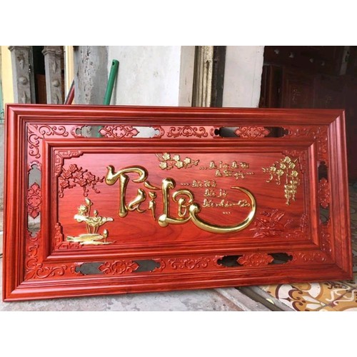 Tranh Gỗ Hương Tài Lộc Dán Vàng Lá Loại Trung